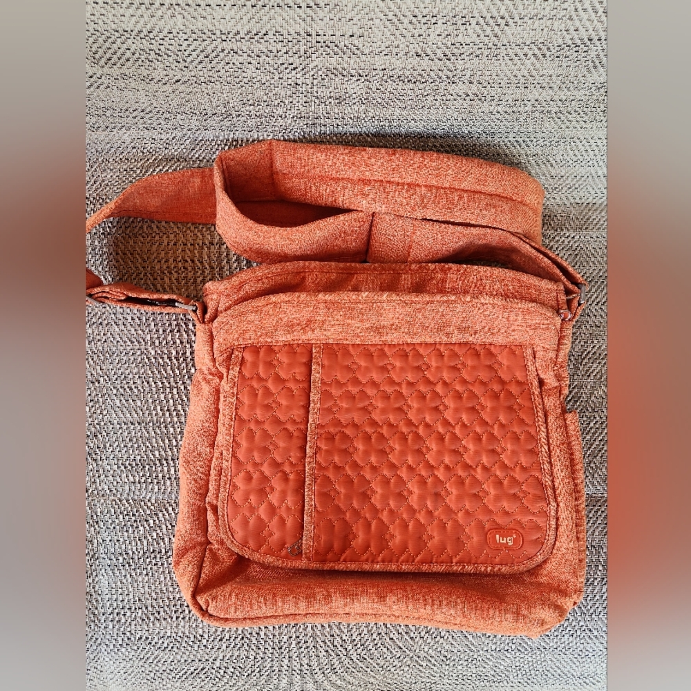 Lug Quilted Messenger Bag in Orange